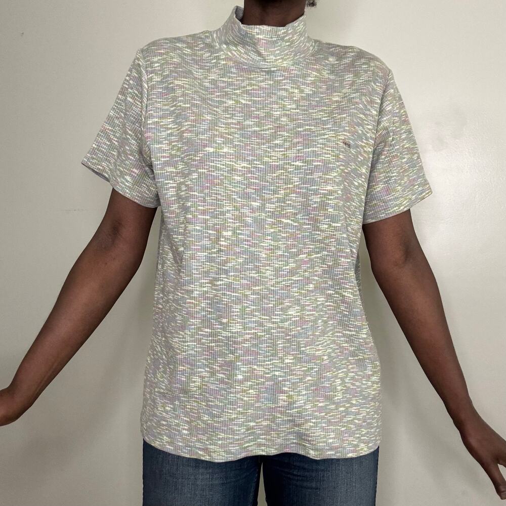 VINTAGE | LANE BRYANT Space Dye Mock Neck Short Sleeve Top Size 14/16